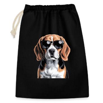 Beagle - Geschenkbeutel aus Baumwolle (30 x 45 cm) - Schwarz - Vorne