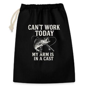I Can't Work Today My Arm Is In A Cast Angler  - Geschenkbeutel aus Baumwolle (30 x 45 cm) - Schwarz - Vorne