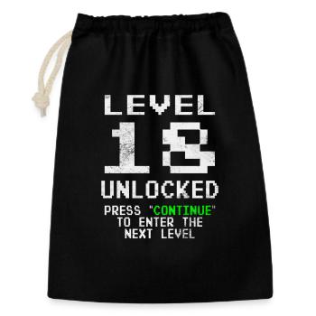 Level 18 Unlocked - Geschenkbeutel aus Baumwolle (30 x 45 cm) - Schwarz - Vorne