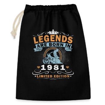 Naissance du motard vintage en 1981 - Sac cadeau 30 x 45 cm - noir - Devant