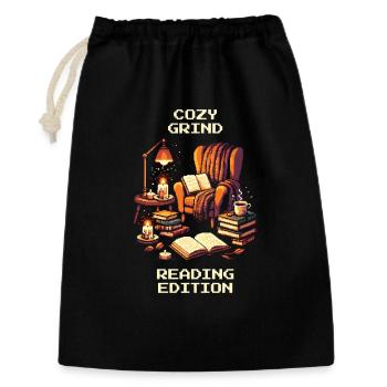 Gemütlicher Grind | Cozy Lesen Bücher - Geschenkbeutel aus Baumwolle (30 x 45 cm) - Schwarz - Vorne