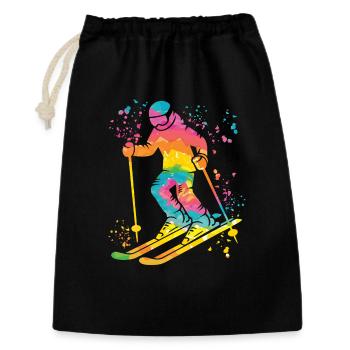 Alpin Ski Wintersport Nordischer Skilauf - Geschenkbeutel aus Baumwolle (30 x 45 cm) - Schwarz - Vorne