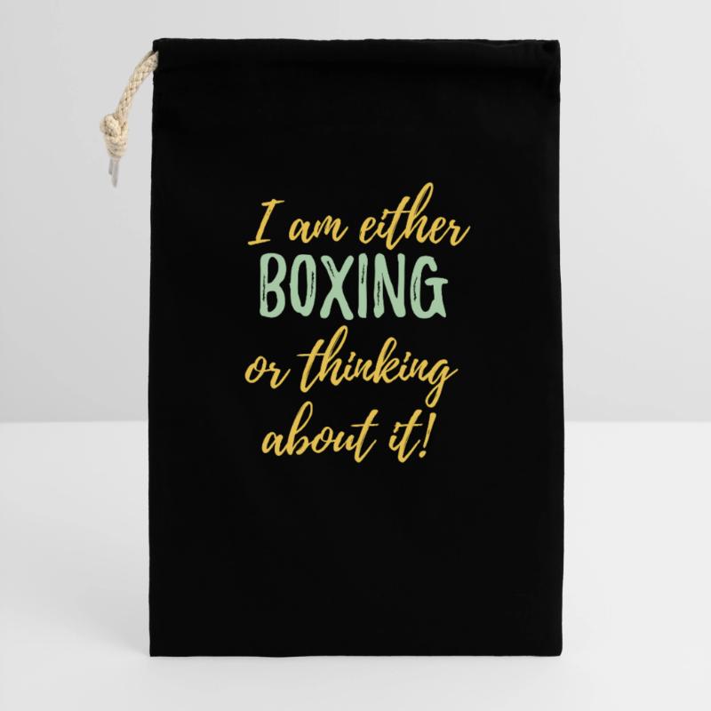 Ich boxe entweder oder denke darüber nach. Geschenkbeutel aus Baumwolle (30 x 45 cm)