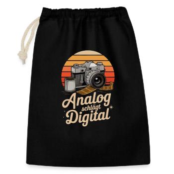  Analog Schlägt Digital Retro Kamera Fotografie - Geschenkbeutel aus Baumwolle (30 x 45 cm) - Schwarz - Vorne