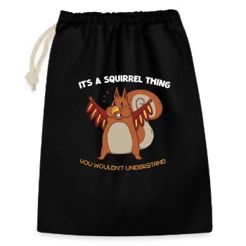 Flügel-Eichhörnchen Spruch - Geschenkbeutel aus Baumwolle (30 x 45 cm) - Schwarz - Vorne
