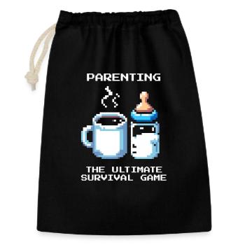 Parenting: Ultimatives Survival | Eltern - Geschenkbeutel aus Baumwolle (30 x 45 cm) - Schwarz - Vorne