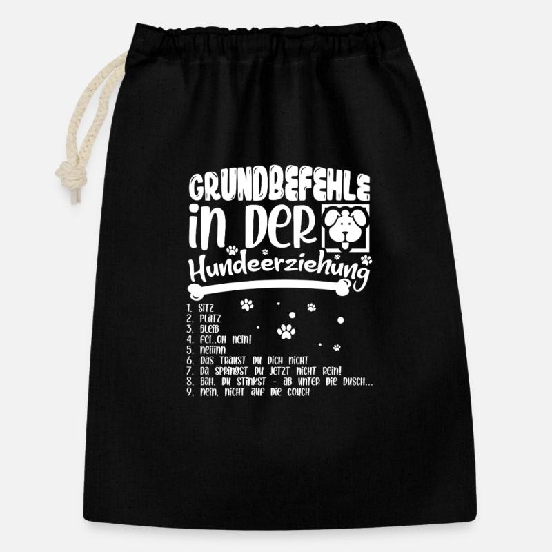 Commandes de base du motif du chien dressé - Sac cadeau 30 x 45 cm - noir