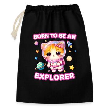 Born to Be an explorer Kitten Astronaut Female - Gift Bag 30 x 45 cm - black - Front