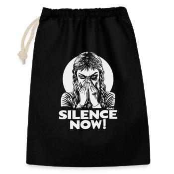 Silence maintenant Emblème du visage - Sac cadeau 30 x 45 cm - noir - Devant