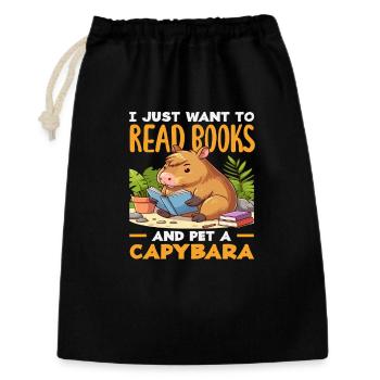 Bücher Lesen Pet A Capybara Niedliches Lustiges - Geschenkbeutel aus Baumwolle (30 x 45 cm) - Schwarz - Vorne