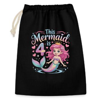 4e anniversaire de la sirène 4 ans - Sac cadeau 30 x 45 cm - noir - Devant