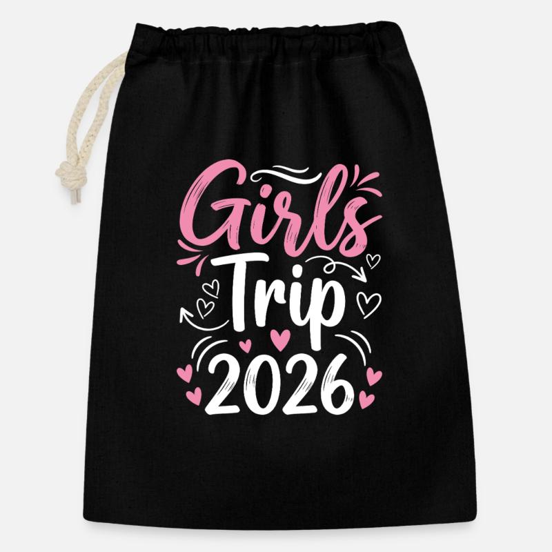 Mädelstrip 2026 Pink Design - Geschenkbeutel aus Baumwolle (30 x 45 cm) - Schwarz