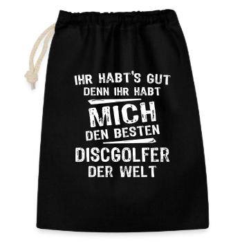Discgolfer - Geschenkbeutel aus Baumwolle (30 x 45 cm) - Schwarz - Vorne