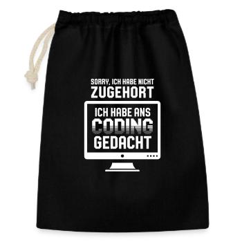 Coding Gedanke statt Zuhören - Geschenkbeutel aus Baumwolle (30 x 45 cm) - Schwarz - Vorne