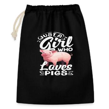 Juste une fille qui adore les cochons, les porcelets - Sac cadeau 30 x 45 cm - noir - Devant