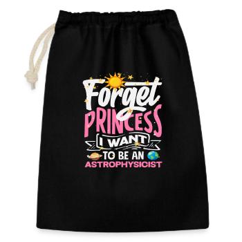 Oublie la princesse, je vais devenir astrophysicien. - Sac cadeau 30 x 45 cm - noir - Devant