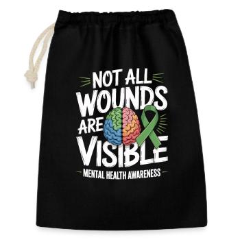 Not All Wounds Are Visible – Mental Health - Gift Bag 30 x 45 cm - black - Front