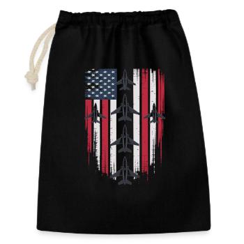Jet Fighter USA Flag – Avion pilote - Sac cadeau 30 x 45 cm - noir - Devant