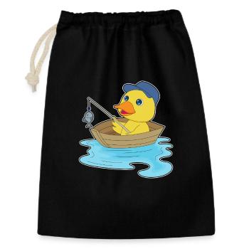 Ente Angler Fisch Angeln - Geschenkbeutel aus Baumwolle (30 x 45 cm) - Schwarz - Vorne