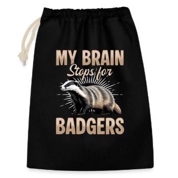Funny Animal Badger - Gift Bag 30 x 45 cm - black - Front