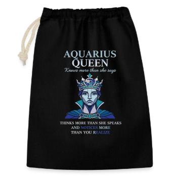 Aquarius Queen Sternzeichen Wassermann - Geschenkbeutel aus Baumwolle (30 x 45 cm) - Schwarz - Vorne