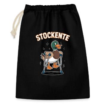  Stockente Lustiger Wortwitz Ente Mit Kruecken - Geschenkbeutel aus Baumwolle (30 x 45 cm) - Schwarz - Vorne