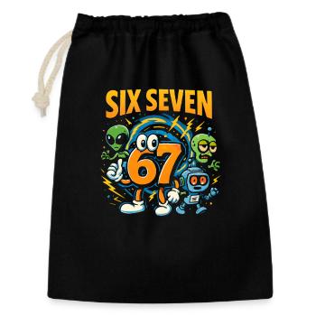 Six Seven 67 Italian Brainrot Nerd Humour Drôle - Sac cadeau 30 x 45 cm - noir - Devant