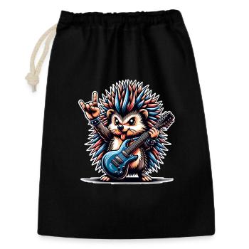 Electric Guitar Hedgehog Guitarist Rock N Roll - Gift Bag 30 x 45 cm - black - Front