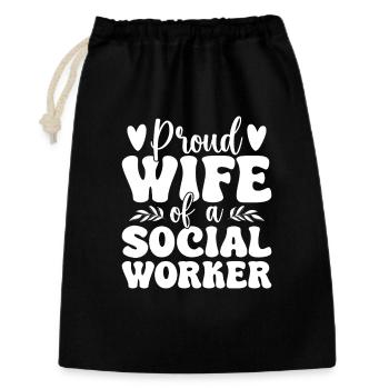 Citation d’un travailleur social : fière épouse d’un travailleur social - Sac cadeau 30 x 45 cm - noir - Devant