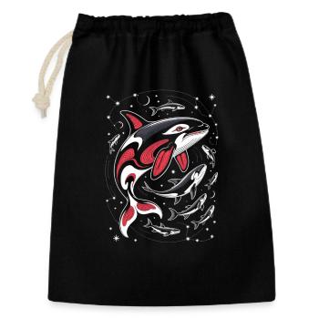 Wal Shirt Orca Universum Meer - Geschenkbeutel aus Baumwolle (30 x 45 cm) - Schwarz - Vorne