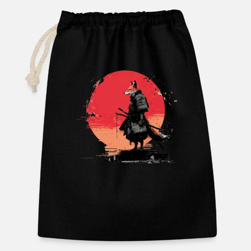 Fox Samurai at Sunset - Gift Bag 30 x 45 cm - black