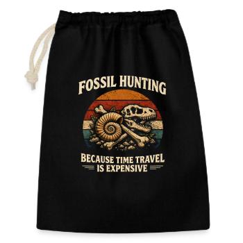 Fossilienjagd statt Zeitreise | Paläontologie - Geschenkbeutel aus Baumwolle (30 x 45 cm) - Schwarz - Vorne