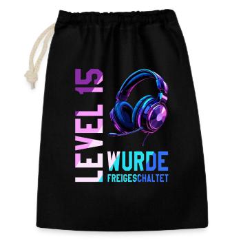 15. Geburtstag Junge Mädchen Teenager Level 15 - Geschenkbeutel aus Baumwolle (30 x 45 cm) - Schwarz - Vorne