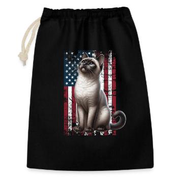 Siamese Cat US Siamkatze - Geschenkbeutel aus Baumwolle (30 x 45 cm) - Schwarz - Vorne
