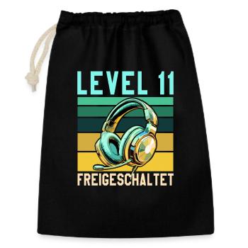 11. Geburtstag Junge Mädchen Gamer Level 11 - Geschenkbeutel aus Baumwolle (30 x 45 cm) - Schwarz - Vorne