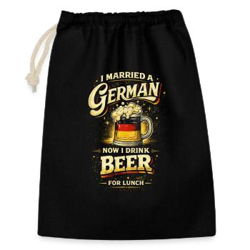 Verheiratet Mit Einem Deutschen - Geschenkbeutel aus Baumwolle (30 x 45 cm) - Schwarz - Vorne