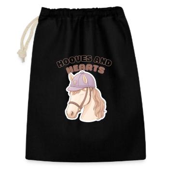 Hooves and Hearts Horse Lover - Geschenkbeutel aus Baumwolle (30 x 45 cm) - Schwarz - Vorne