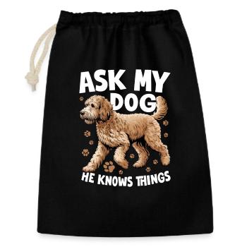 Race de chien Goldendoodle - Sac cadeau 30 x 45 cm - noir - Devant
