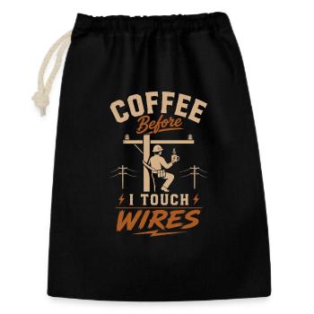 Coffee Before I Touch Cables - Gift Bag 30 x 45 cm - black - Front