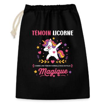 témoin Licorne Magique - Sac cadeau 30 x 45 cm - noir - Devant