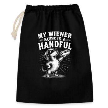 Mein Wiener ist echt eine Herausforderung! Lustige - Geschenkbeutel aus Baumwolle (30 x 45 cm) - Schwarz - Vorne