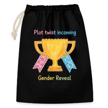 Révélation du sexe : rebondissement : baby shower à venir - Sac cadeau 30 x 45 cm - noir - Devant