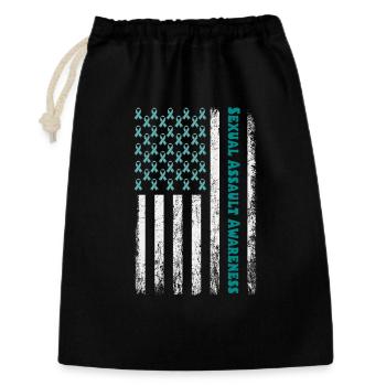 Teal Ribbon Sexual Assault Awareness American flag - Gift Bag 30 x 45 cm - black - Front