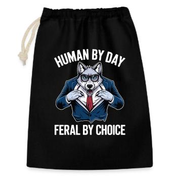 Human by Day, Feral by Choice - Gift Bag 30 x 45 cm - black - Front