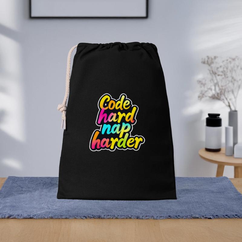 Code Hard Nap Harder Funny Programmer Tee Gift Bag 30 x 45 cm