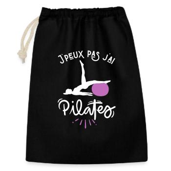 Je peux pas j ai pilates 2 - Sac cadeau 30 x 45 cm - noir - Devant