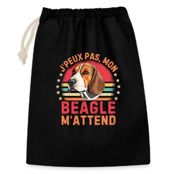 Chien de race beagle - Sac cadeau 30 x 45 cm - noir - Devant