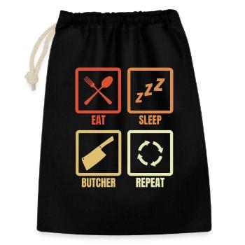 Essen Schlafen Metzgern Wiederholen - Geschenkbeutel aus Baumwolle (30 x 45 cm) - Schwarz - Vorne