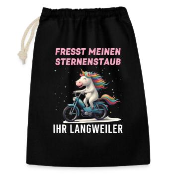 Einhorn Moped Tour - Geschenkbeutel aus Baumwolle (30 x 45 cm) - Schwarz - Vorne