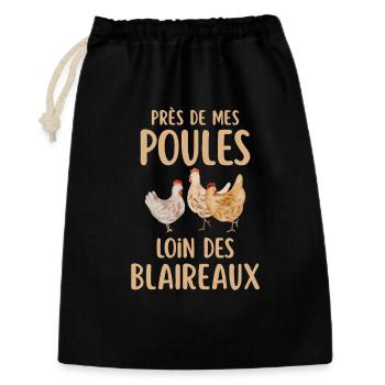 Près de mes poules loin des blaireaux - Sac cadeau 30 x 45 cm - noir - Devant
